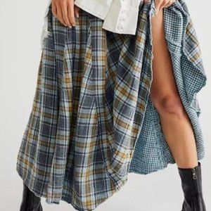 Free People x CP Shades Lily Plaid Check Cotton Maxi Skirt